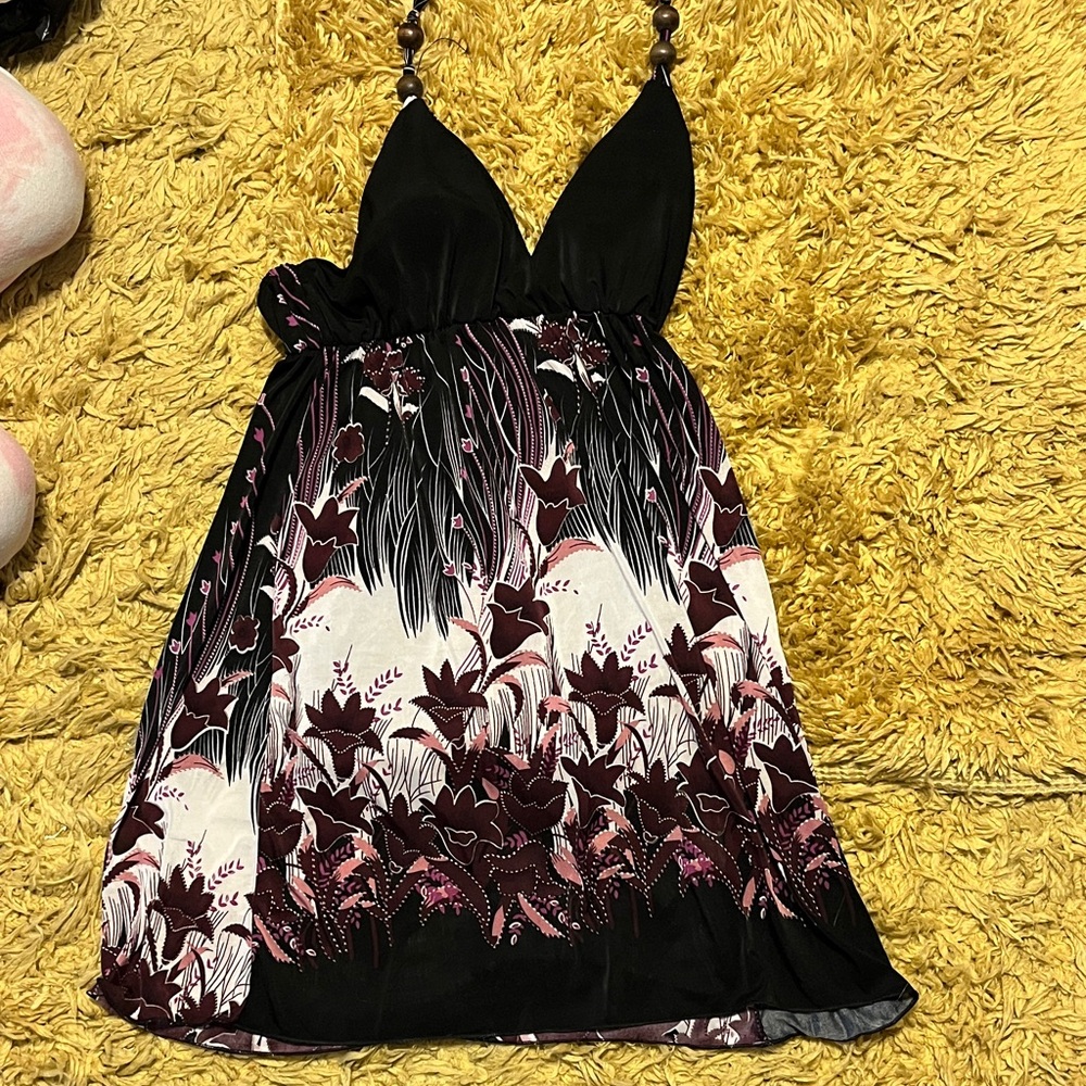 Floral Black and Pink Kids Dress